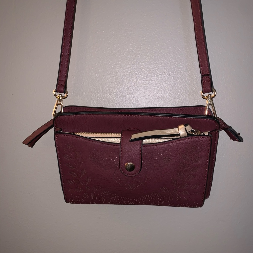Vegan Leather Maroon Crossbody